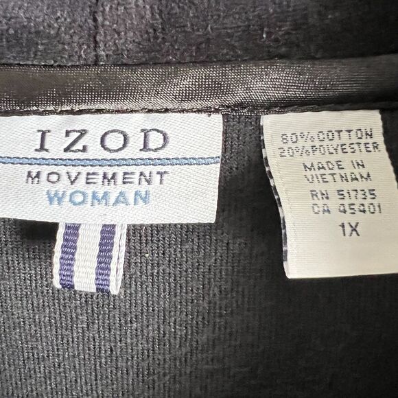 IZOD  Movement  Size 1X Velour Hoodie  Full-Zip Jacket Kangaroo Pockets - Picture 7 of 10